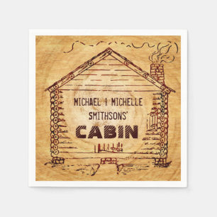 Log Cabin Personalised Faux Wood 2 Napkin