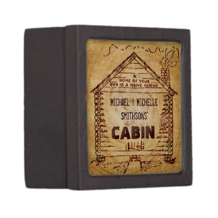 Log Cabin Personalised Faux Wood Jewellery Box