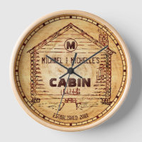 Log Cabin Personalised Name and Monogram Faux Wood