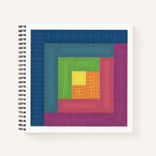 Log Cabin Quilt Square Notebook