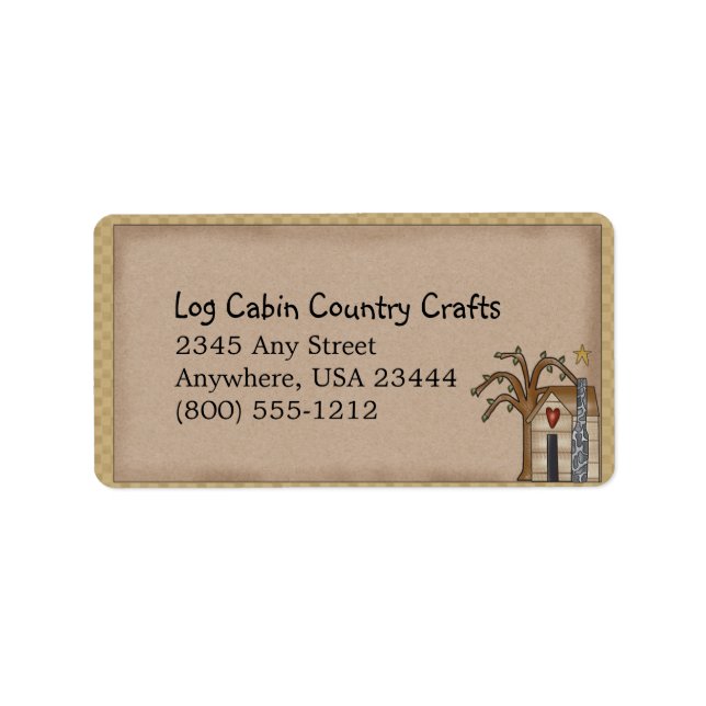 Log Cabin Rustic Primitive Country Label (Front)
