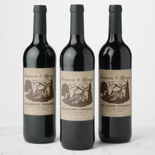 Log Cabin Rustic Wedding Wine Bottle Wine Label