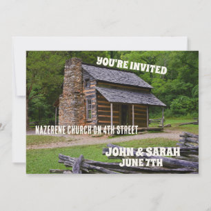 LOG CABIN WEDDING INVITATIONS PERSONALIZED