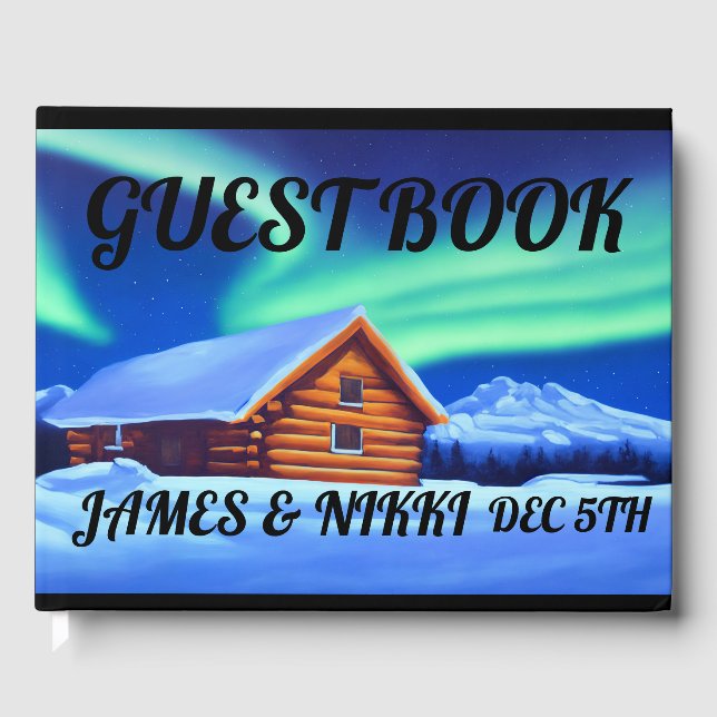 LOG CABIN WINTER WEDDING Guest Book (Front)