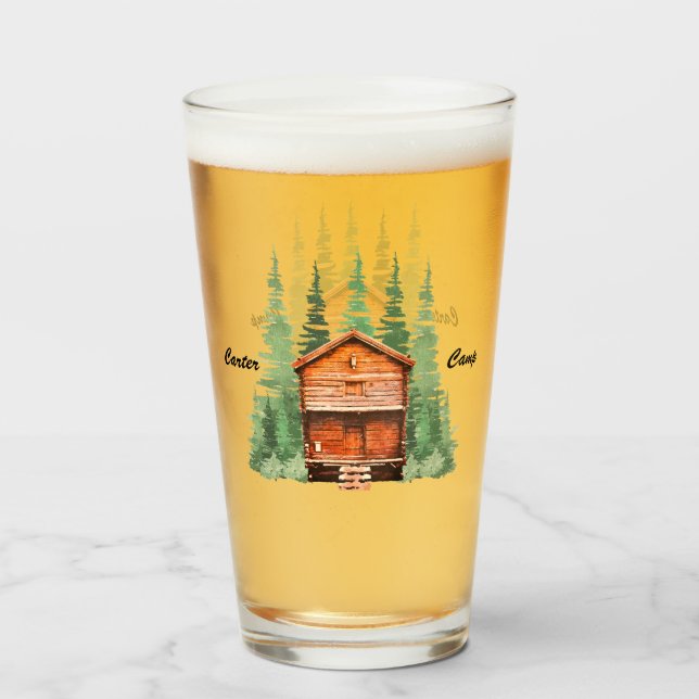 Log Cabin with Evergreen Trees Glass (Front Filled)