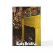 Log fire and Xmas lights, Sheffield.