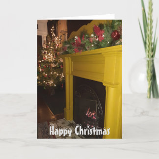 Log fire and Xmas lights, Sheffield. Holiday Card