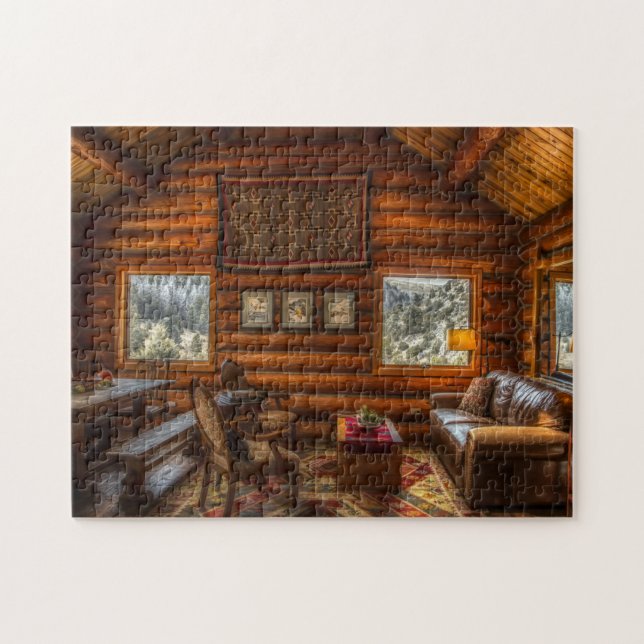 LOG HOUSE LIVING ROOM JIGSAW PUZZLE (Horizontal)
