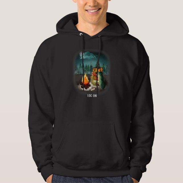 Log On Camping Campfire Mountains Top Backpack Tee (Front)