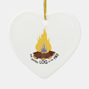 Log On The Fire Ceramic Tree Decoration