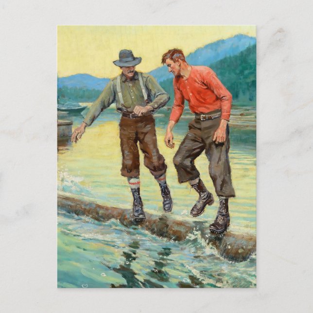 “Log Rollers” Western Art by Philip R Goodwin Postcard (Front)