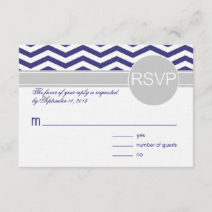 Logan & Derek RSVP navy grey LINEN PAPER Card