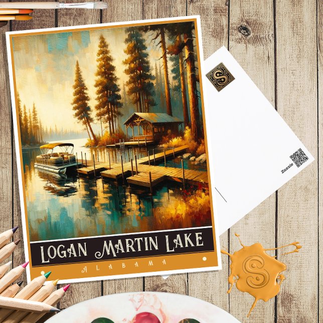 Logan Martin Lake, Alabama | Vintage Painting Postcard (Creator Uploaded)
