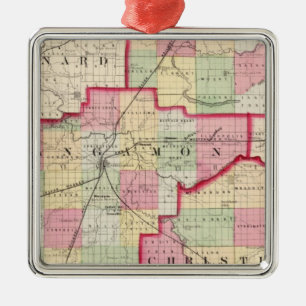 Logan, Sangamon, Christian counties Metal Ornament