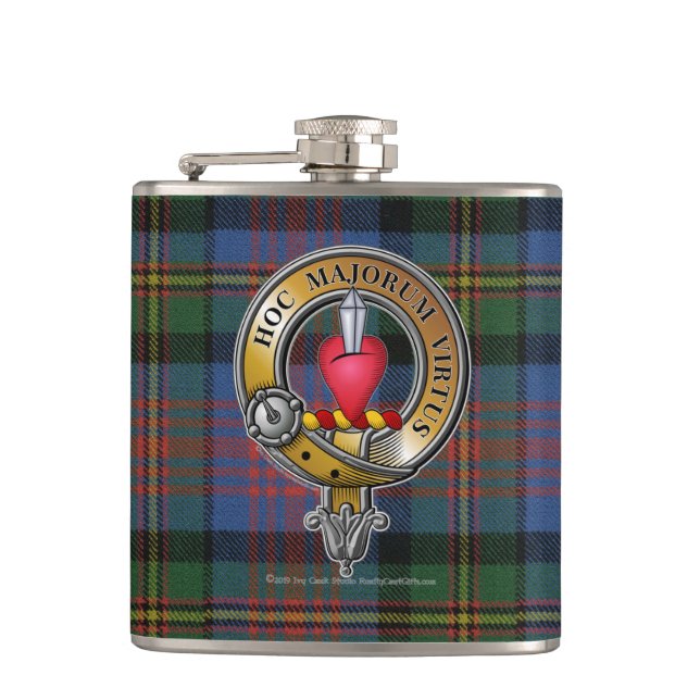 Logan Tartan & Badge Hip Flask (Front)