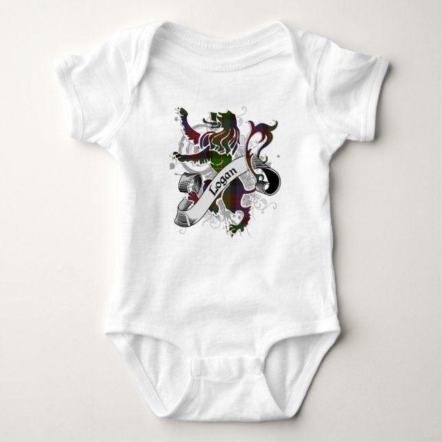 Logan Tartan Lion Baby Bodysuit (Front)