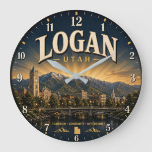 Logan Utah college town Large Clock