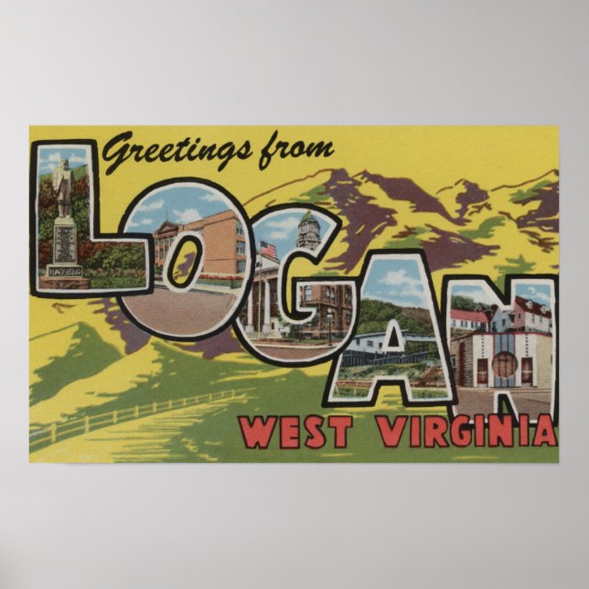 Logan, West Virginia - Large Letter Scenes Poster (Front)