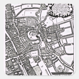 Loggan's map of Oxford, Western Sheet Square Sticker