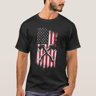Logger Lumberjack American Flag Axe Throwing Hatch T-Shirt