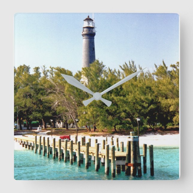 Loggerhead Key Lighthouse, Dry Tortugas Florida Square Wall Clock (Front)