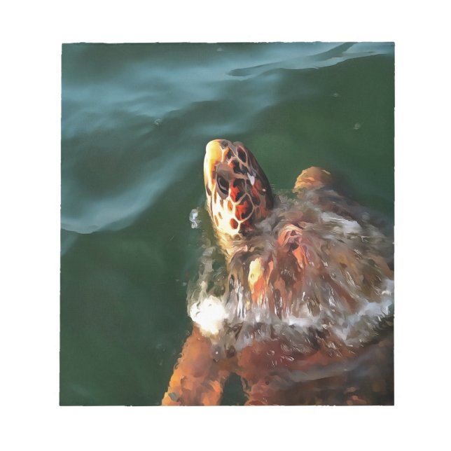 Loggerhead Sea Turtle Artistic Portrait Notepad (Front)