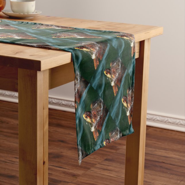 Loggerhead Sea Turtle Artistic Portrait Short Table Runner (In Situ)