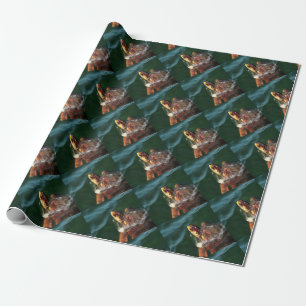 Loggerhead Sea Turtle Artistic Portrait Wrapping Paper