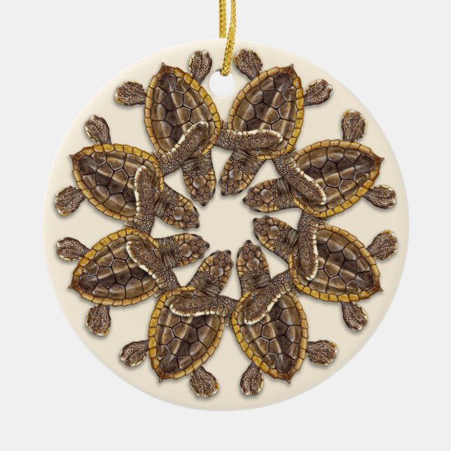 Loggerhead Sea Turtle Hatchlings Melamine Plate Ce Ceramic Ornament (Front)