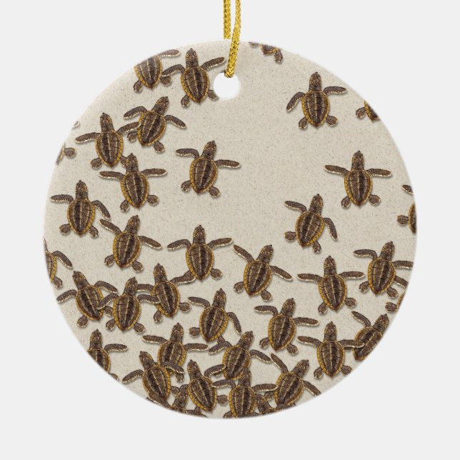 Loggerhead Sea Turtle Hatchlings Melamine Plate Ceramic Ornament (Front)