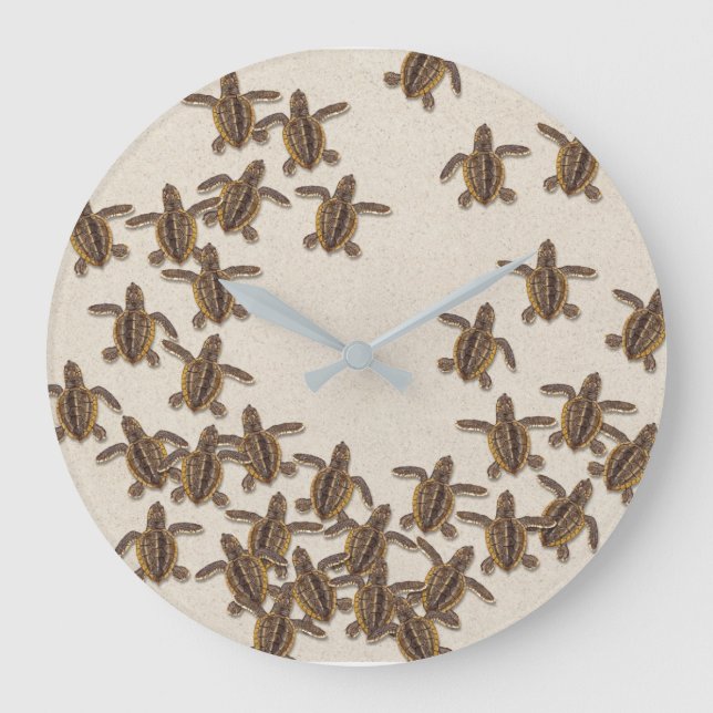Loggerhead Sea Turtle Hatchlings Wall Clock (Front)