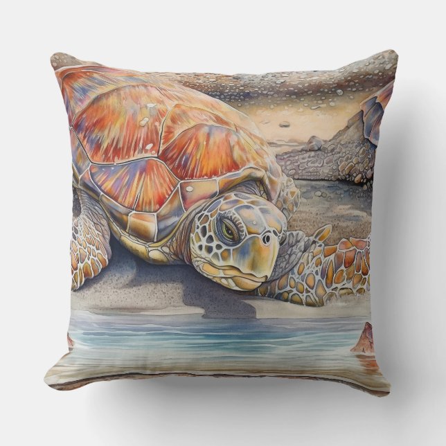 Loggerhead Sea Turtle Resting on a Beach Cushion (Front)