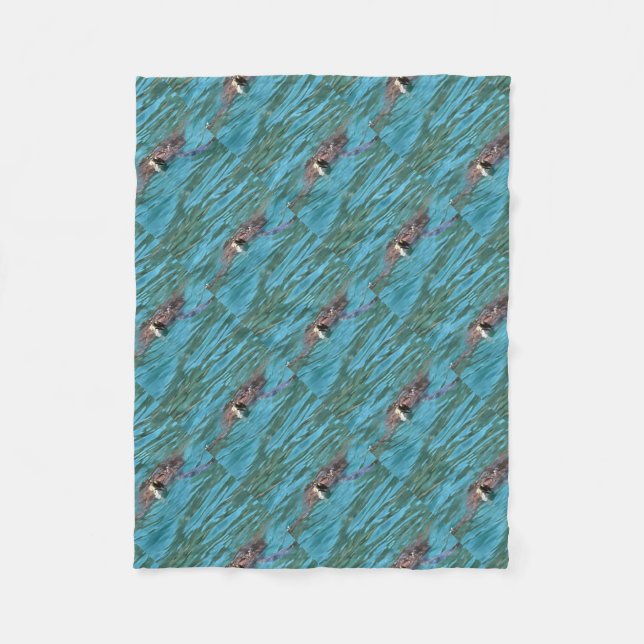 Loggerhead Sea Turtle Wildlife Art Fleece Blanket (Front)