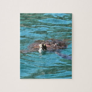 Loggerhead Sea Turtle Wildlife Art Jigsaw Puzzle