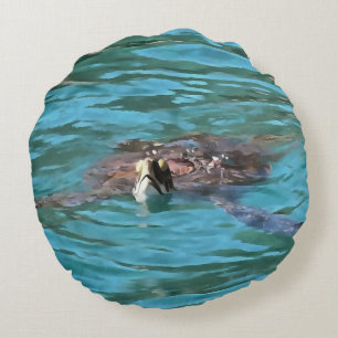 Loggerhead Sea Turtle Wildlife Art Round Cushion