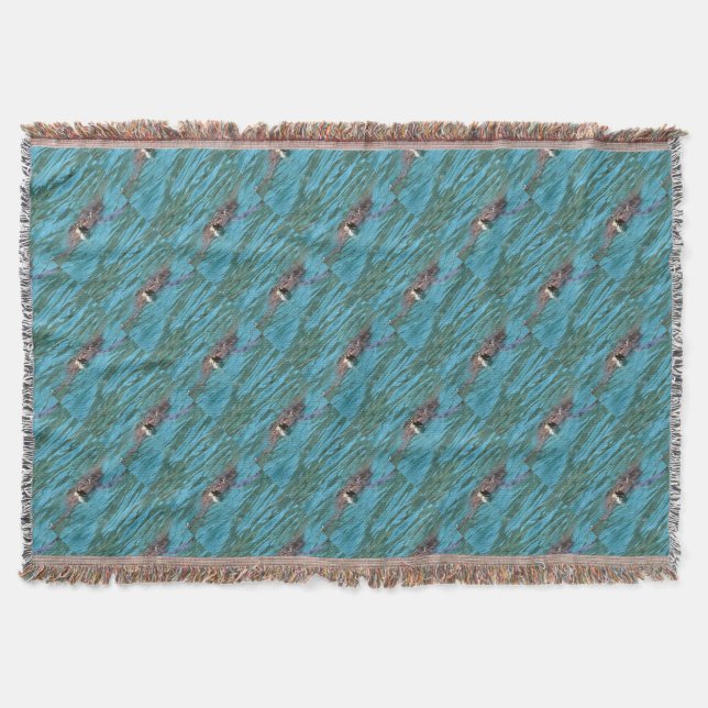 Loggerhead Sea Turtle Wildlife Art Throw Blanket (Front)