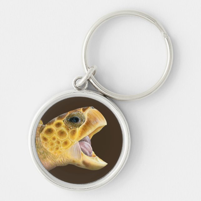 Loggerhead Sea Turtle with Open Mouth Key Chain (Front)