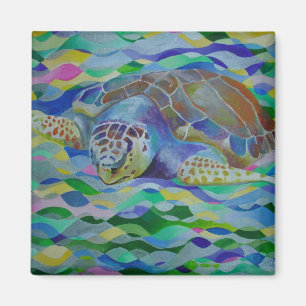 Loggerhead Turtle Colourful Art Magnet