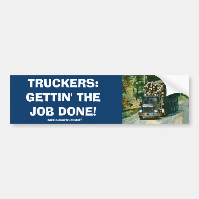 LOGGING TRUCK BIG RIG TRUCKERS Bumper Sticker (Front)