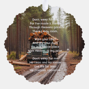 Logging Truck Driver  Memorial Keepsake  Tree Decoration Card