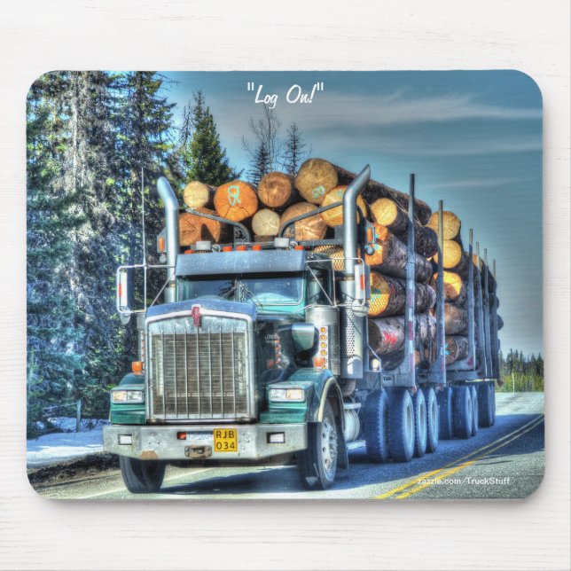 Logging Truck Highway Driving Art II Mouse Pad (Front)