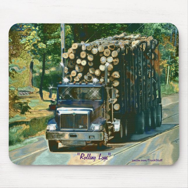 Logging Truck Highway Driving Art Mousepad (Front)
