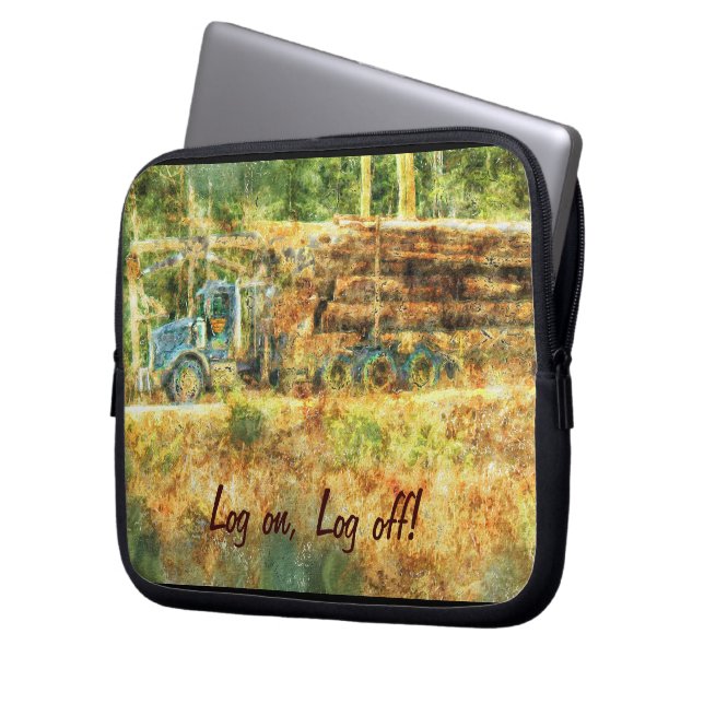 Logging Truck Humour Driver's Art Laptop Sleeve (Front Left)