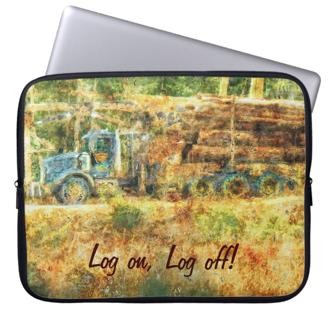 Logging Truck Humour Driver's Art Laptop Sleeve (Front)