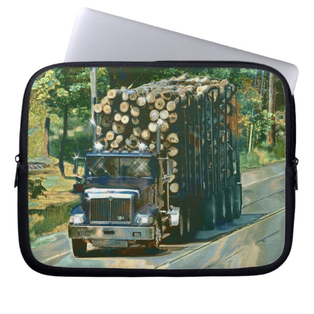 Logging Truck Lorry Driver's Art Laptop Sleeve (Front)