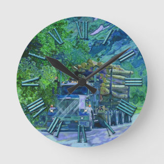 Logging Truck Lumber Haulage Wall Clock