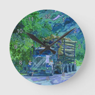 Logging Truck Lumber Haulage Wall Clock