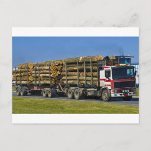 logging truck postcard