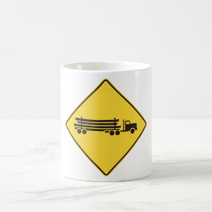 Logging Truck Warning Sign Transport Road Safety Coffee Mug