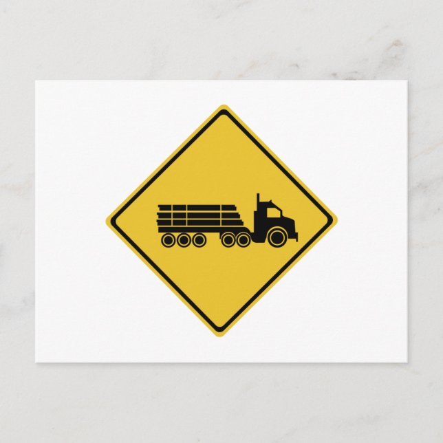 Logging Truck Warning, Traffic Warning Sign, AU Postcard (Front)